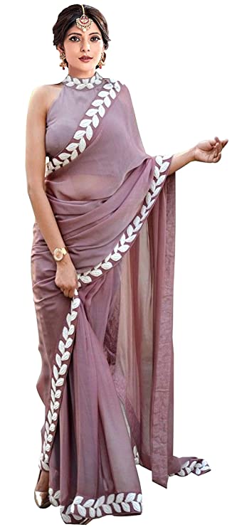Embroidered Bollywood Cotton Linen Saree hiloramart.com