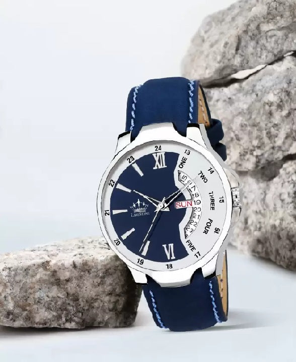 LIMESTONE  Bleed Blue Day and Date Functioning Strap Adult Quartz Analog Watch - For Men LS2821