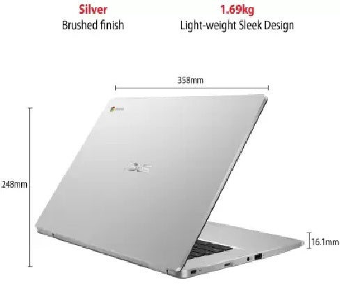 ASUS Chromebook Touch Intel Celeron Dual Core N3350 - (4 GB/64 GB EMMC Storage/Chrome OS) C523NA-A20303 Chromebook  (15.6 inch, Silver, 1.69 Kg)