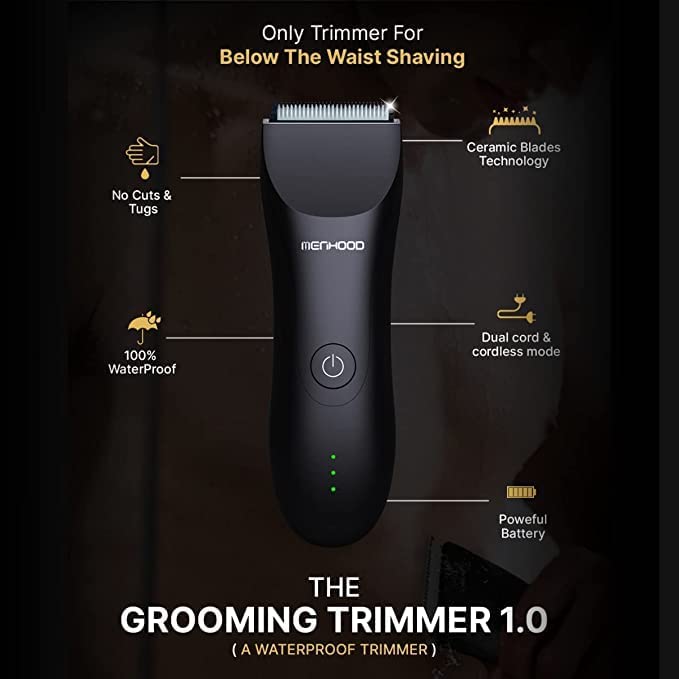 MENHOOD  Men's WaterProof Cordless Grooming Trimmer for Men, Suitable for Beard, Body Private Part Shaving, Head and Pubic Hair, 150min Run Time