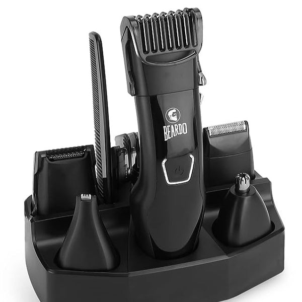 Beardo Multipurpose Trimmer Kit For Men | 21 Length Settings | 6 attachments | Beard/Hair/Body/Precision/Ear/Nose Trimmer | With Dock | 60 min. run time | Stainless Steel Blades