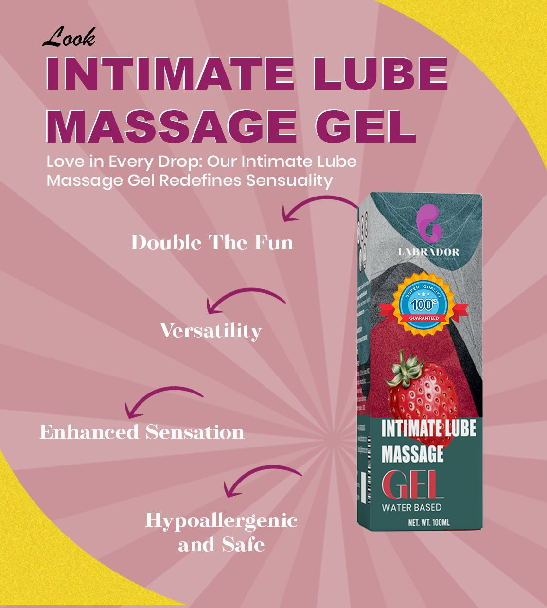 Labrador Lubricant Gel-Strawberry flavor | Water-Based | Natural Lube