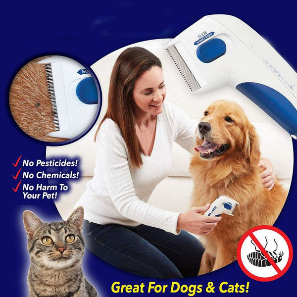 Cat Dog Electric Flea Comb Pet Removal Kill Lice Cleaner Electric Head Brush Pets Electric Comb for Fleas and Ticks Grooming Tools Remover hiloramart.com