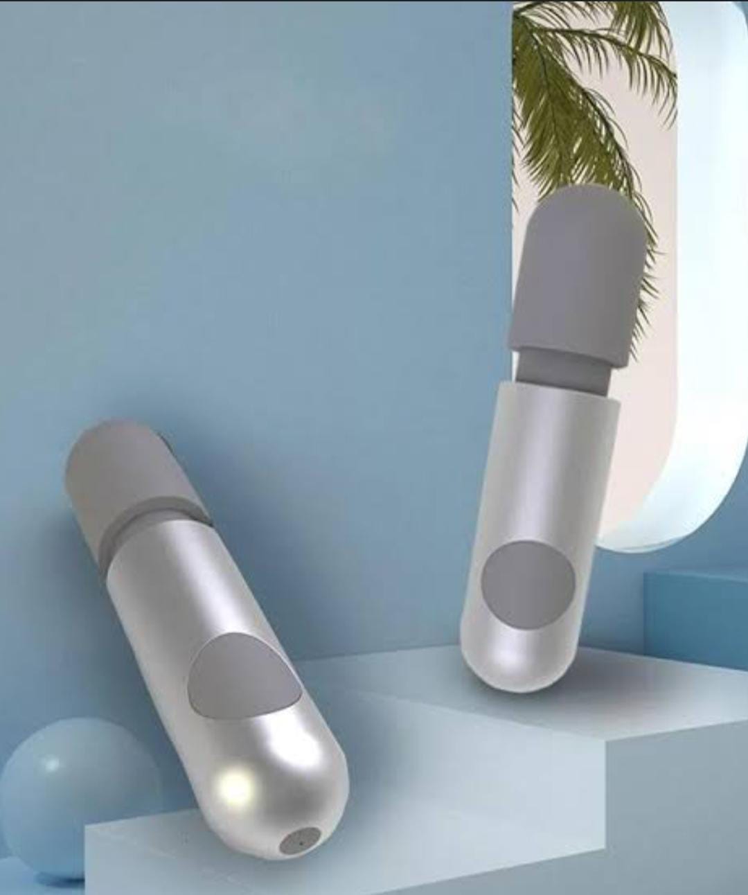 Vibrating Massager Rechargeable Mini Wand Massager In Silver Gray