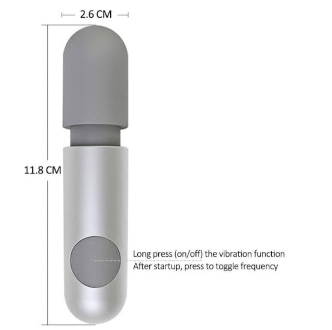 Vibrating Massager Rechargeable Mini Wand Massager In Silver Gray