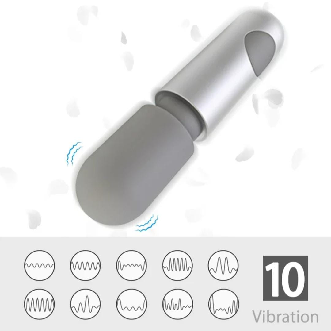 Vibrating Massager Rechargeable Mini Wand Massager In Silver Gray