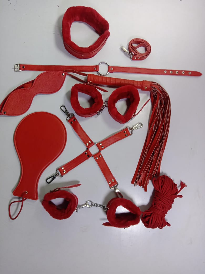 HILORAMART BDSM Bondage Set, Erotic Bed Games, Adults Handcuffs,Clamps, SM Kit, Toys For Couples(RED)